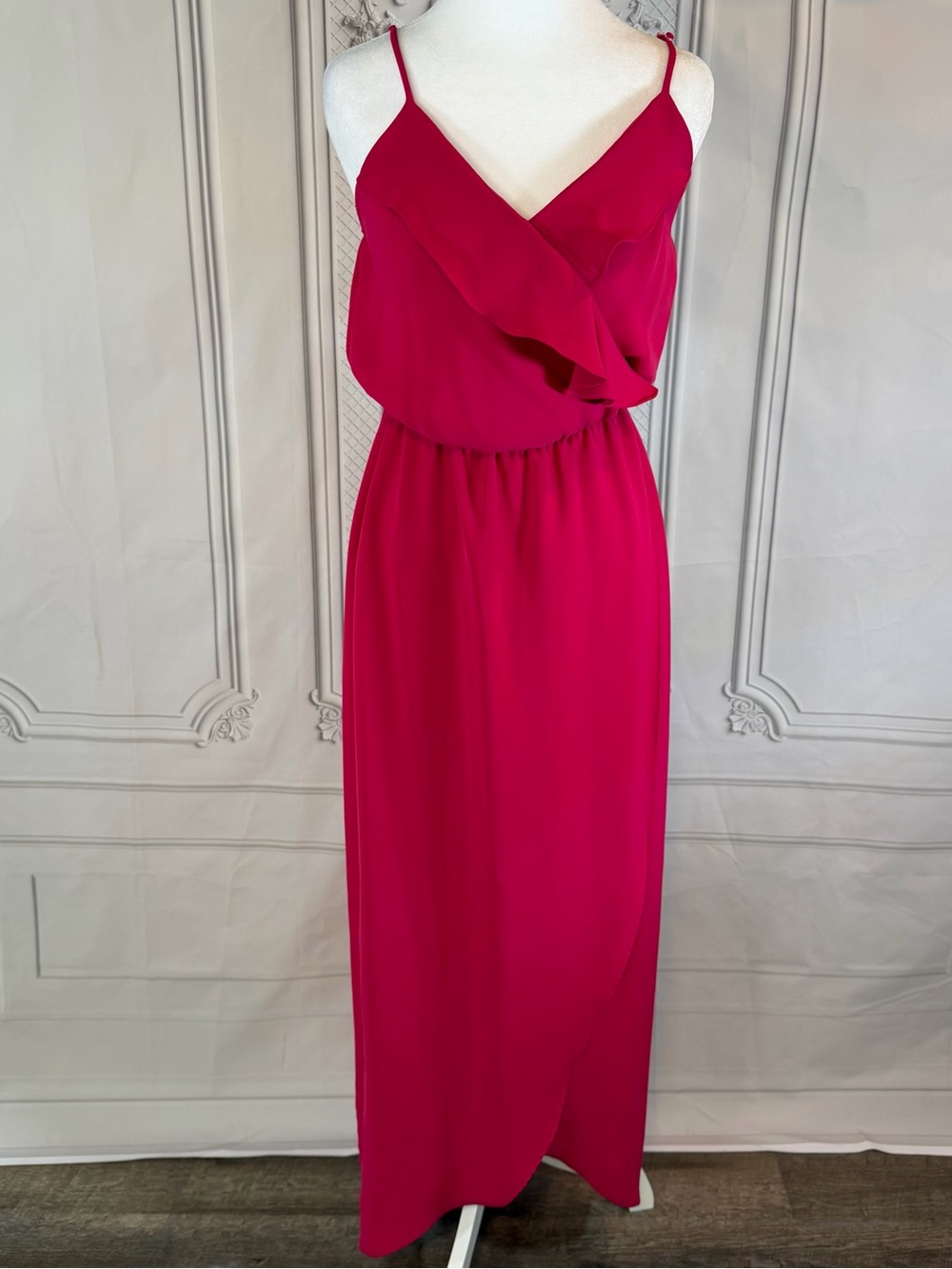 GB Gianni Bini Rose Pink Ruffle Wrap Maxi Dress S NWT Boho Resort Vacation Chic